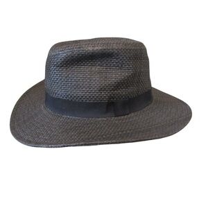 August Hat Company Brown Fedora Straw Hat Black Band Retro One Size Classic